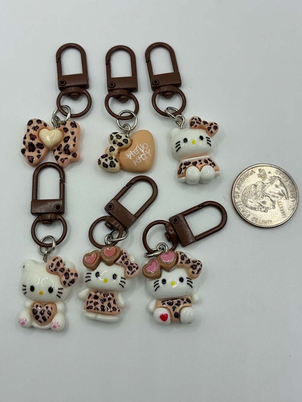 Hello Kitty Luxury Leopard Print Kawaii Keychain Bag Charm